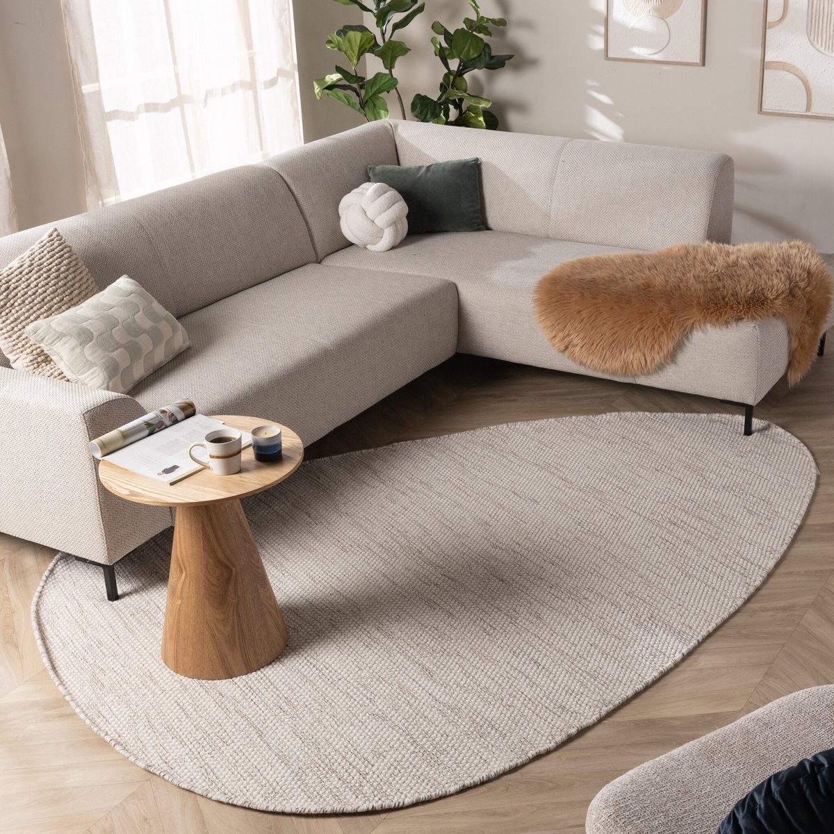 NATURL. Organisch vloerkleed - Bliss Beige Gemeleerd - 80x150cm