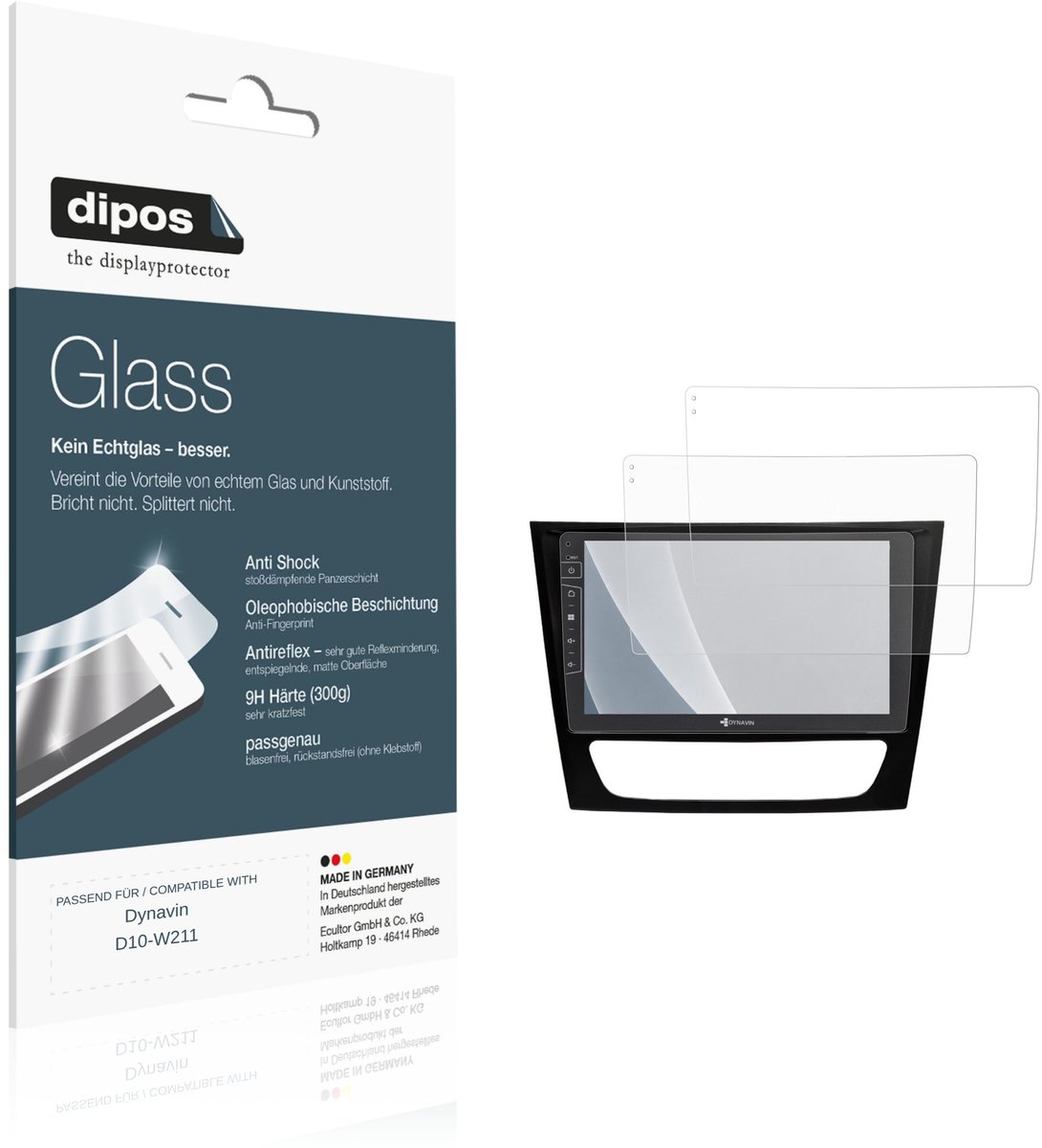 dipos – 2x Matte Pantserfolie geschikt voor Dynavin D10-W211 | 9H Screenprotector