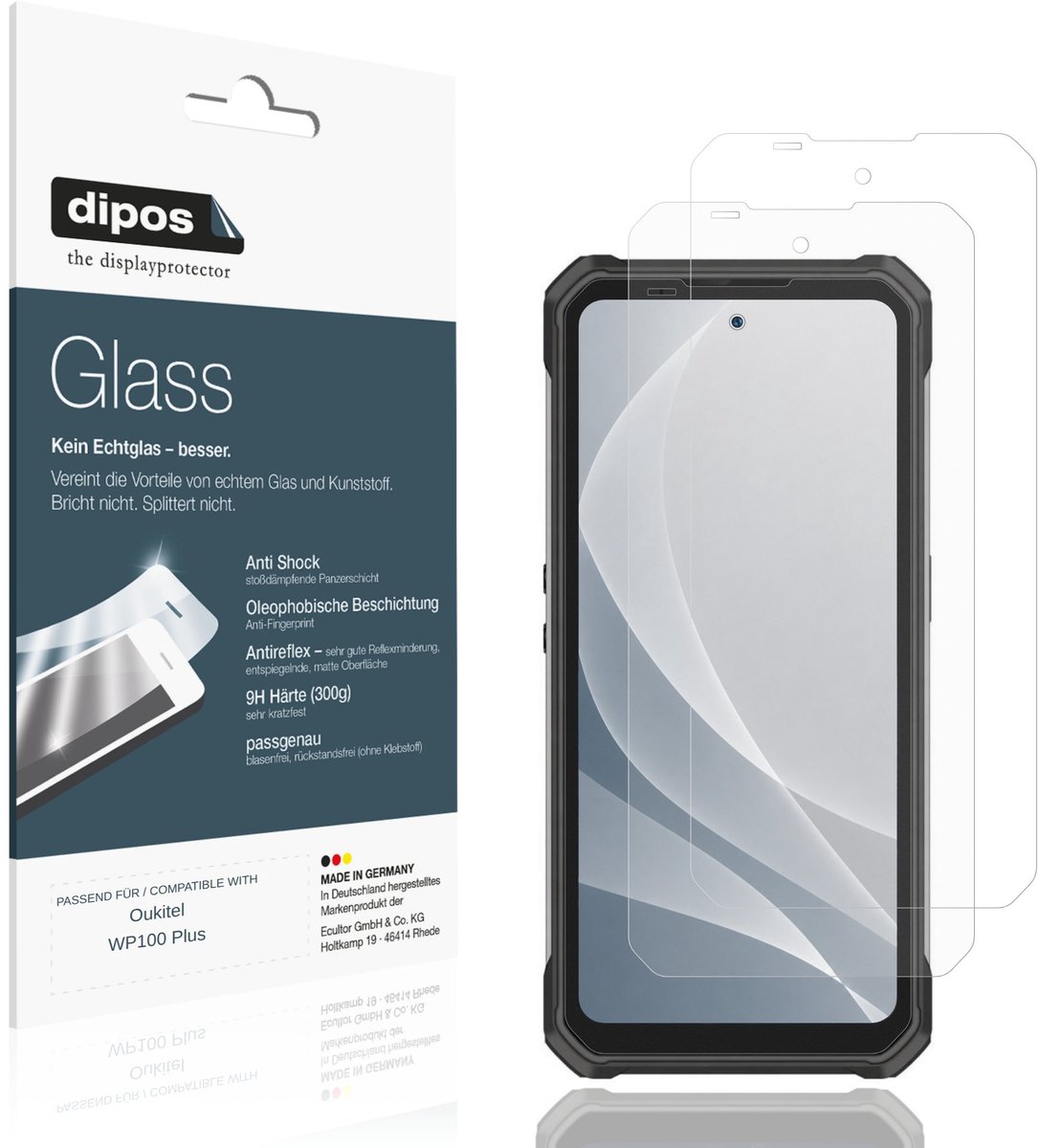 dipos – 2x Matte Pantserfolie geschikt voor Oukitel WP100 Plus | 9H Screenprotector