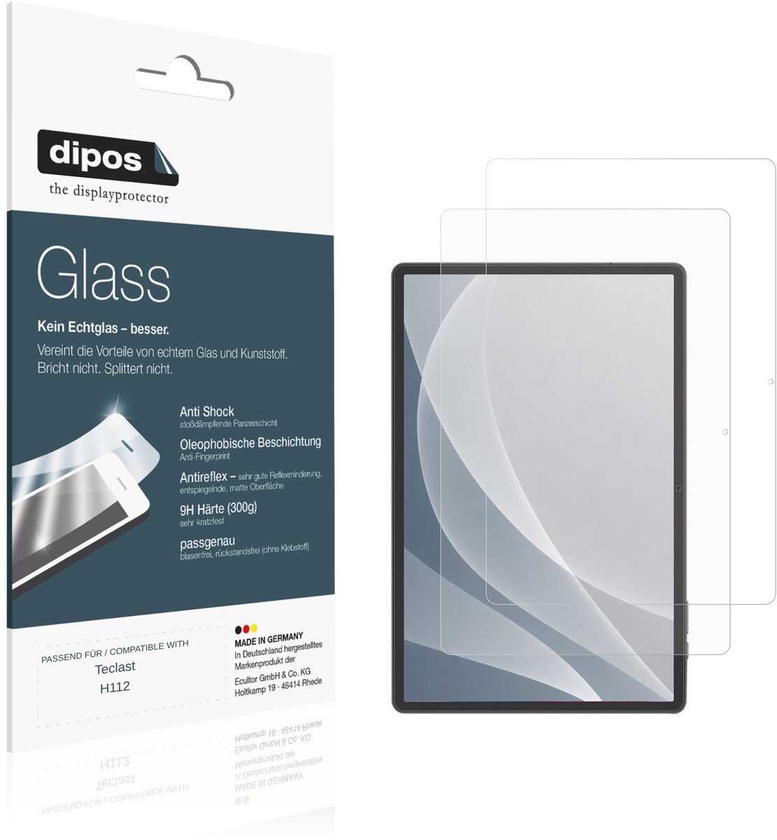 dipos – 2x Matte Pantserfolie geschikt voor Teclast H112 | 9H Screenprotector