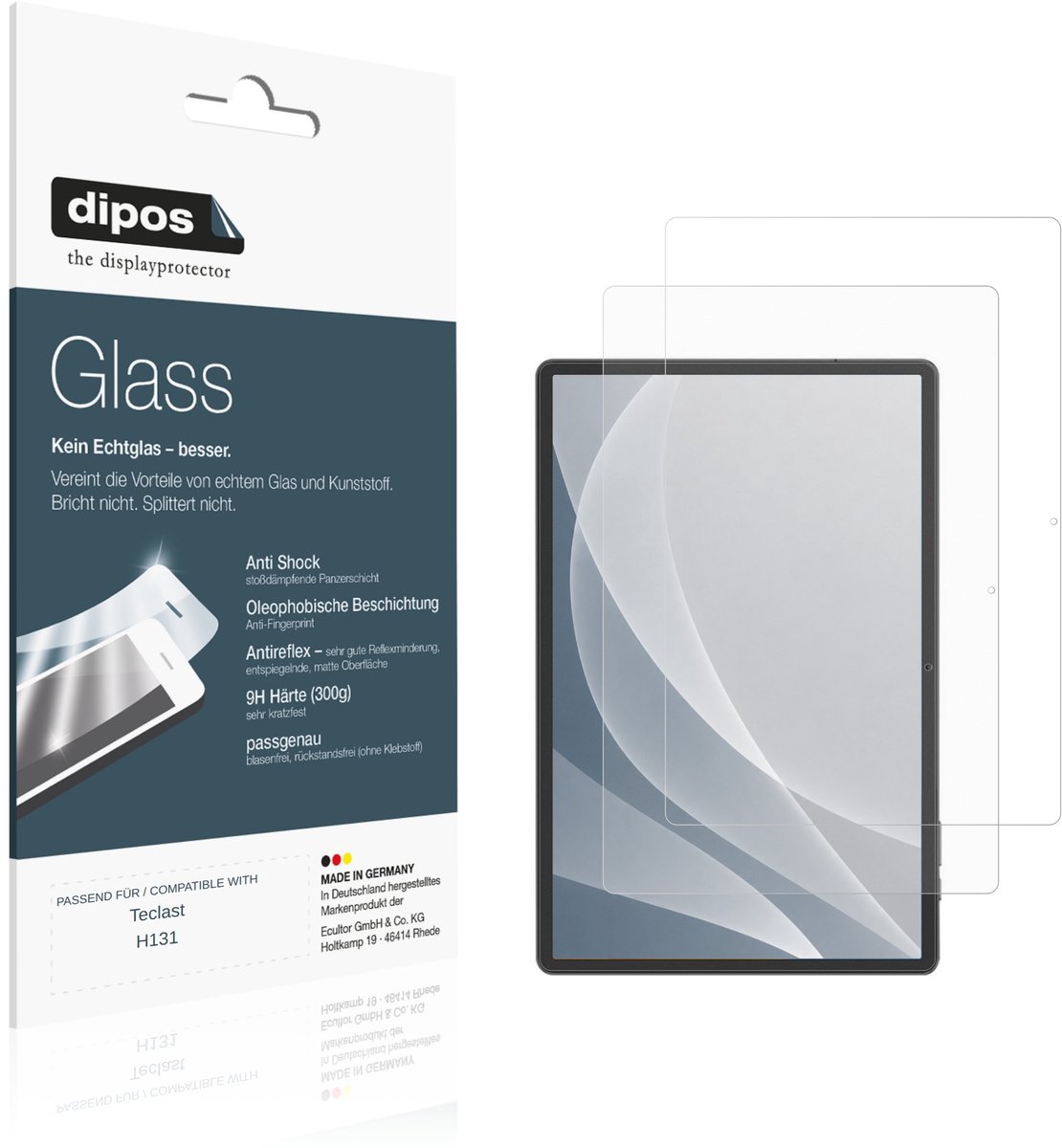 dipos – 2x Matte Pantserfolie geschikt voor Teclast H131 | 9H Screenprotector