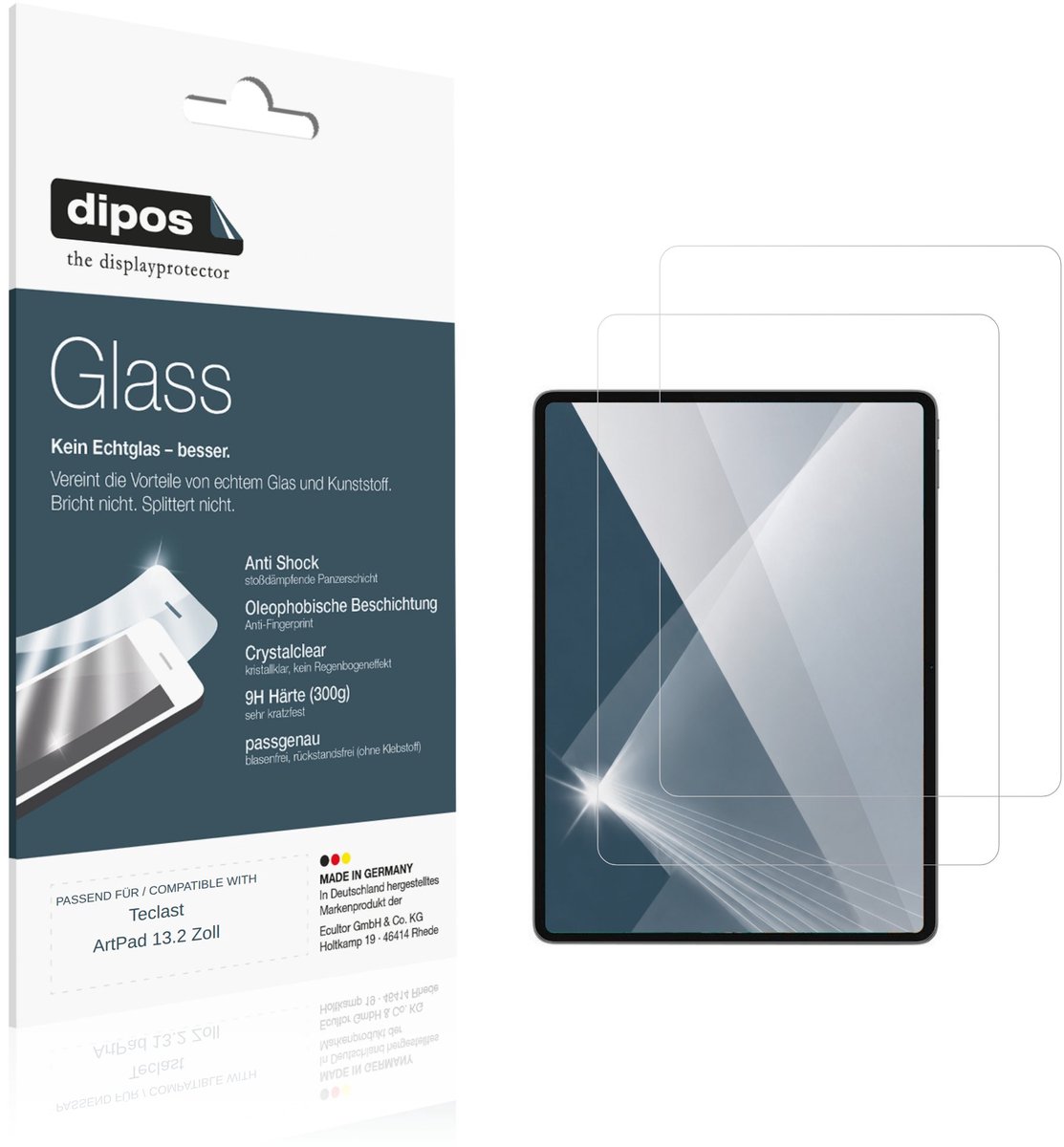 dipos – 2x Pantserfolie geschikt voor Teclast ArtPad 13.2 Inch | 9H Screenprotector