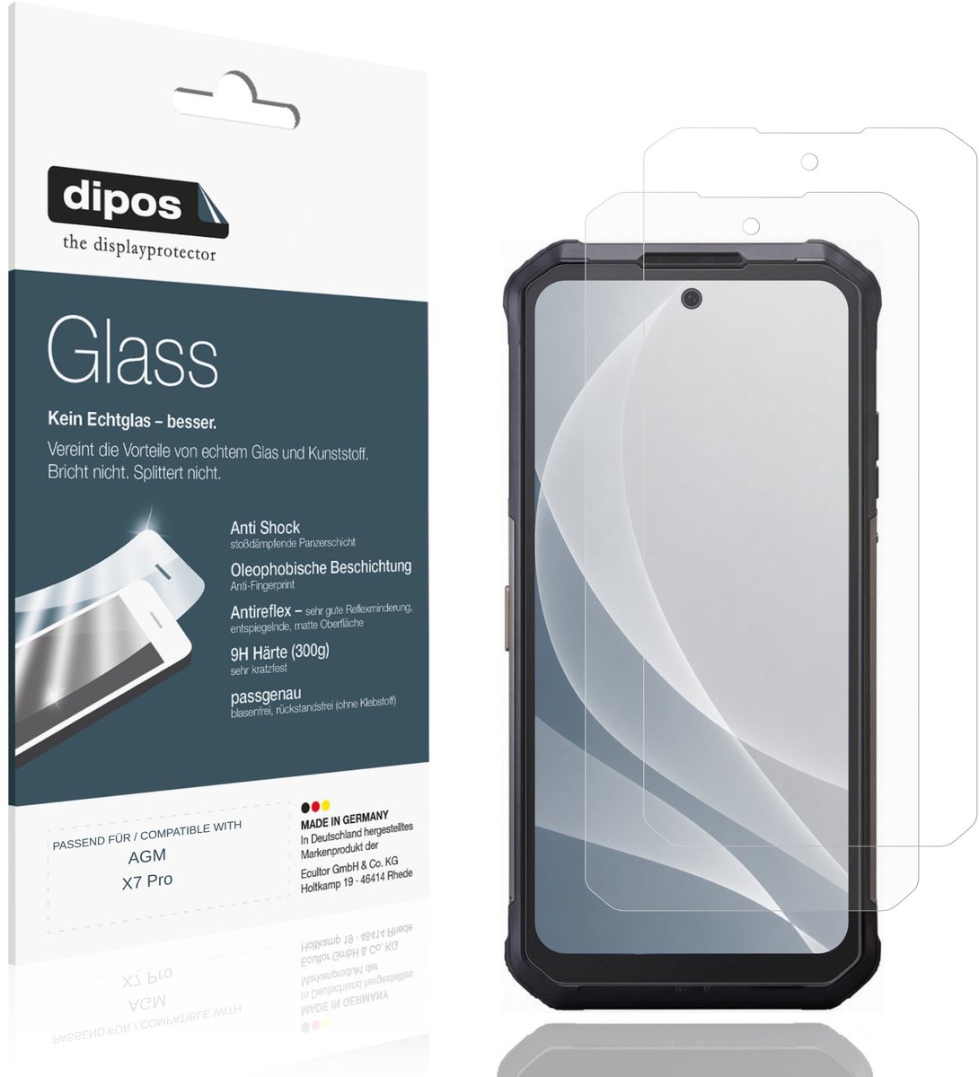 dipos – 2x Matte Pantserfolie geschikt voor AGM X7 Pro | 9H Screenprotector