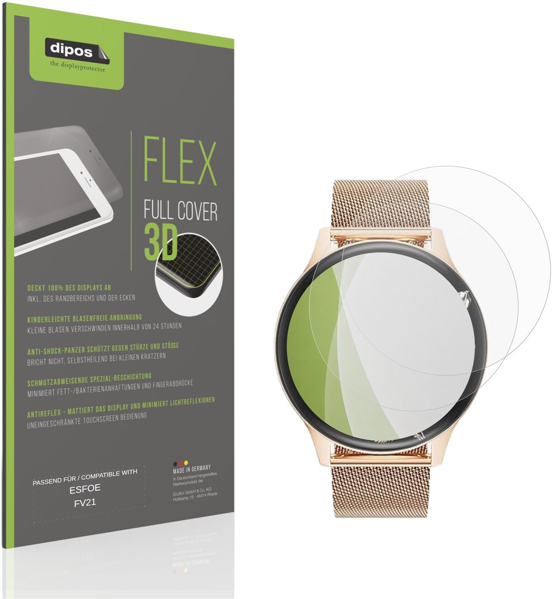 dipos FLEX – 2x Matte Screenprotector geschikt voor ESFOE FV21 | Volledige Schermbescherming | Case-Friendly