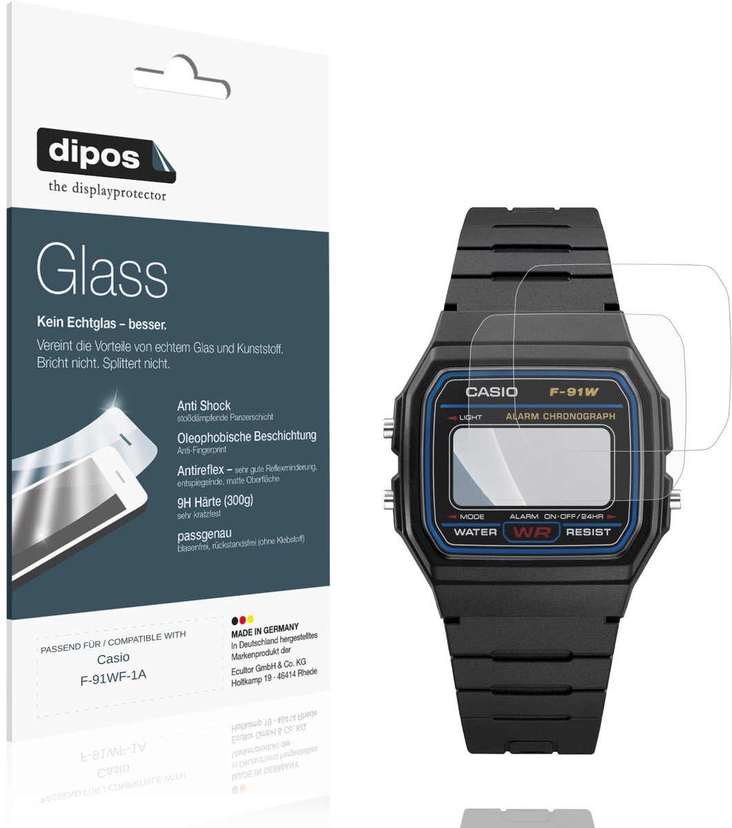 dipos – 2x Matte Pantserfolie geschikt voor Casio F-91WF-1A | 9H Screenprotector