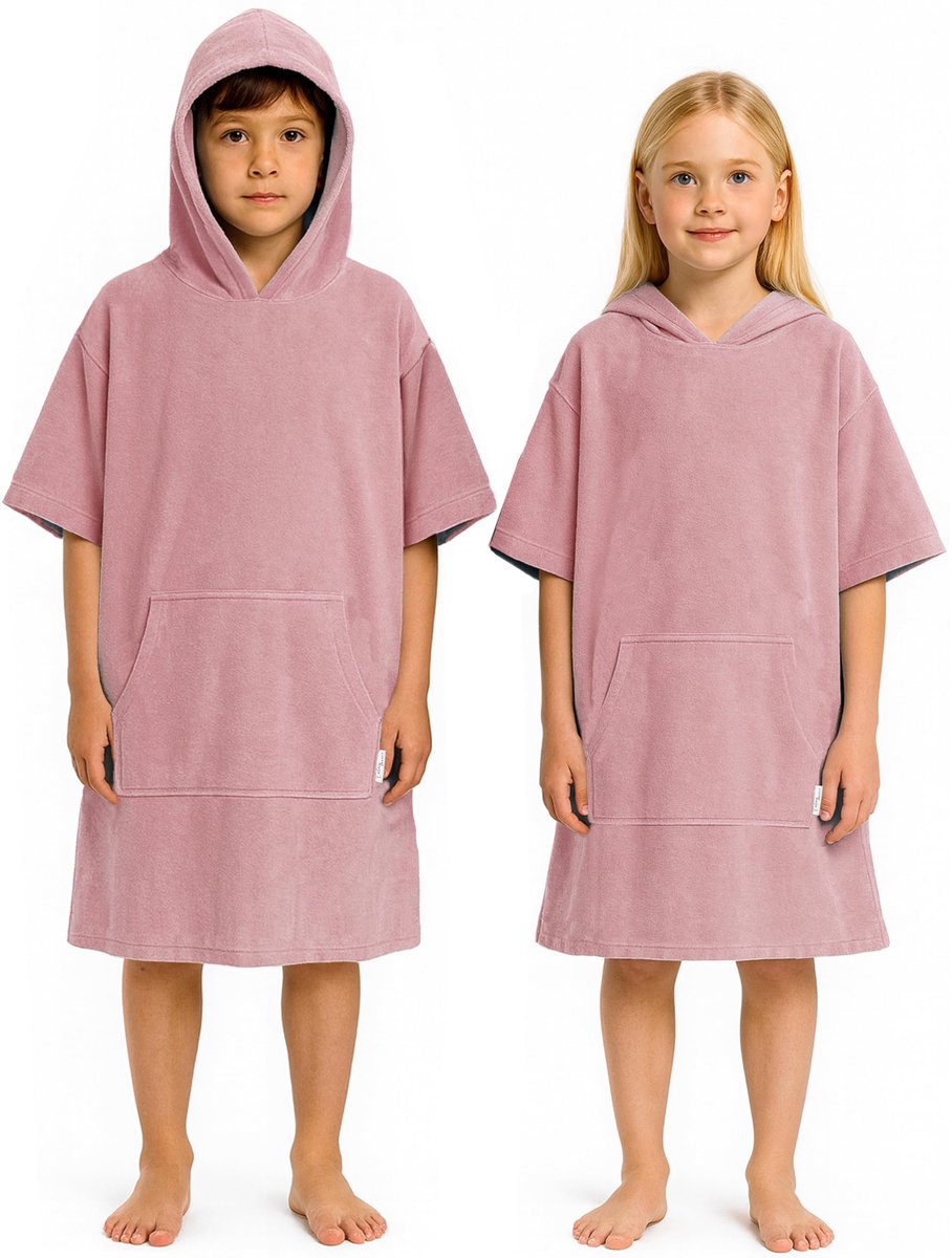CalmyBEACH Lichte badponcho voor kinderen, meisjes en jongens, katoenen poncho, handdoek, badhanddoek, badhanddoek - ShopVlot