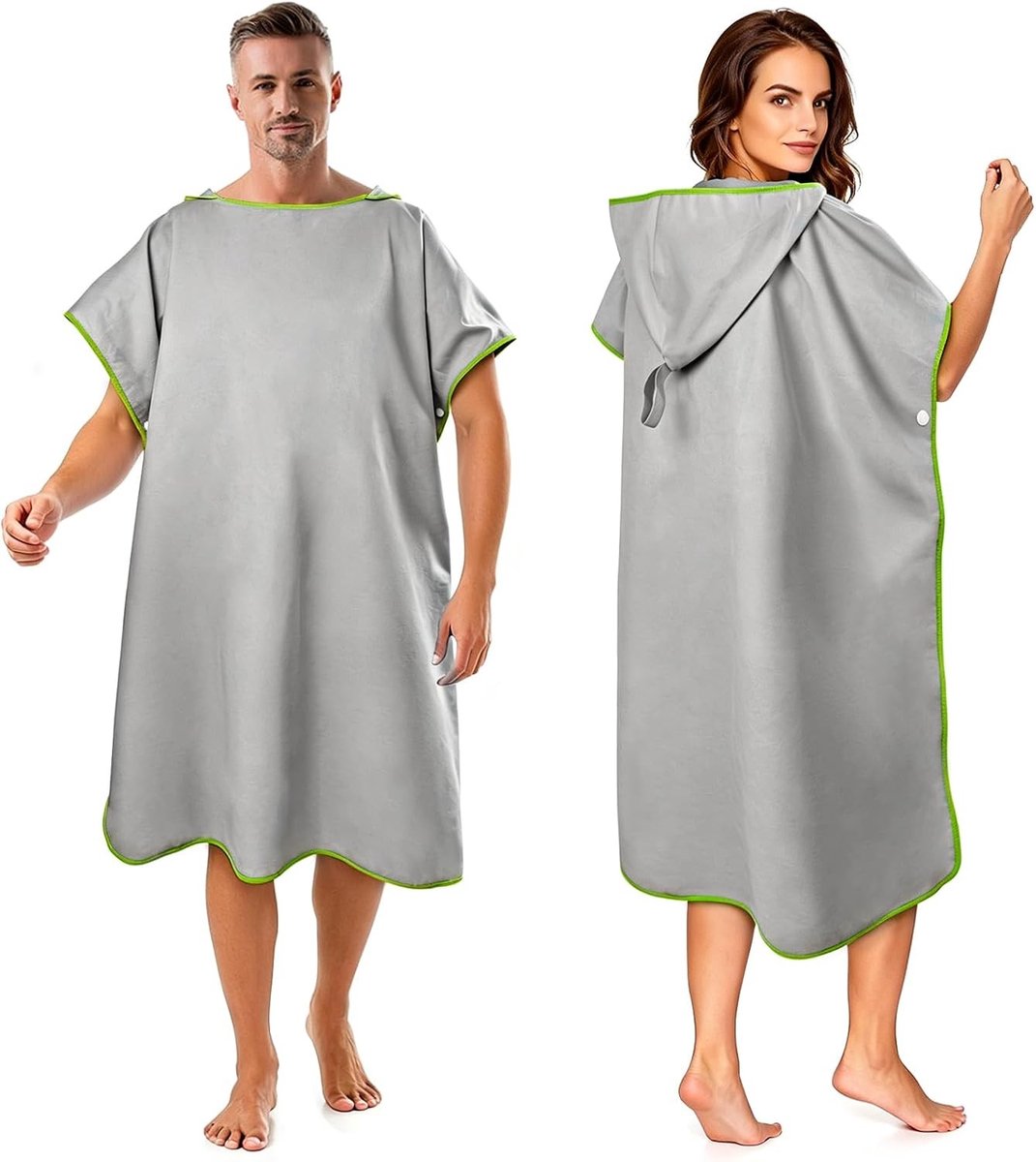 Unisex Microvezel Bad Poncho voor Mannen en Vrouwen, Sneldrogend en Compact Badhanddoek voor Surfing, Kamperen en Watersporten