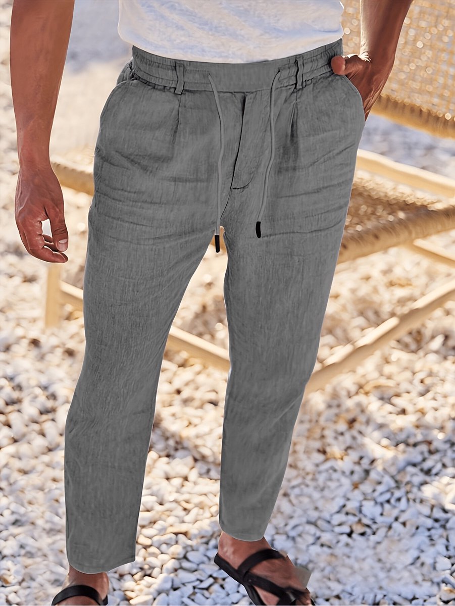 Currero Linnen Broek Heren - Zomerbroek - Volwassenen - Lange Broek - Pantalon - Strandbroek - Zomer - Ibiza Stijl - Lichtblauw S