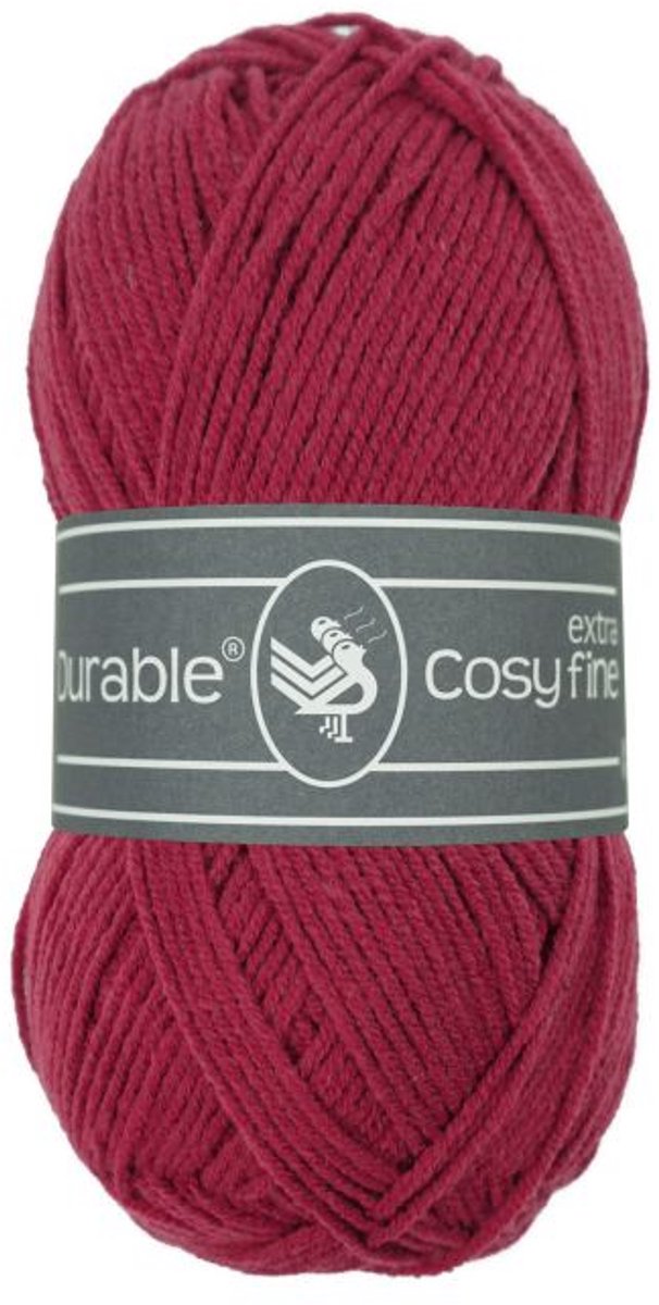 10 x Durable Cosy extra fine - katoen en acrylgaren - Bordeaux (222) - haakgaren/breigaren - naald 3 a 3,5mm