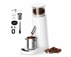 DPLUNIQ Koffiemaler - Koffiemolen - Koffiebonen Maler - Koffie - Elektrisch - 60 Maalstanden - Oplaadbaar - Touch - 90 Gram - Wit