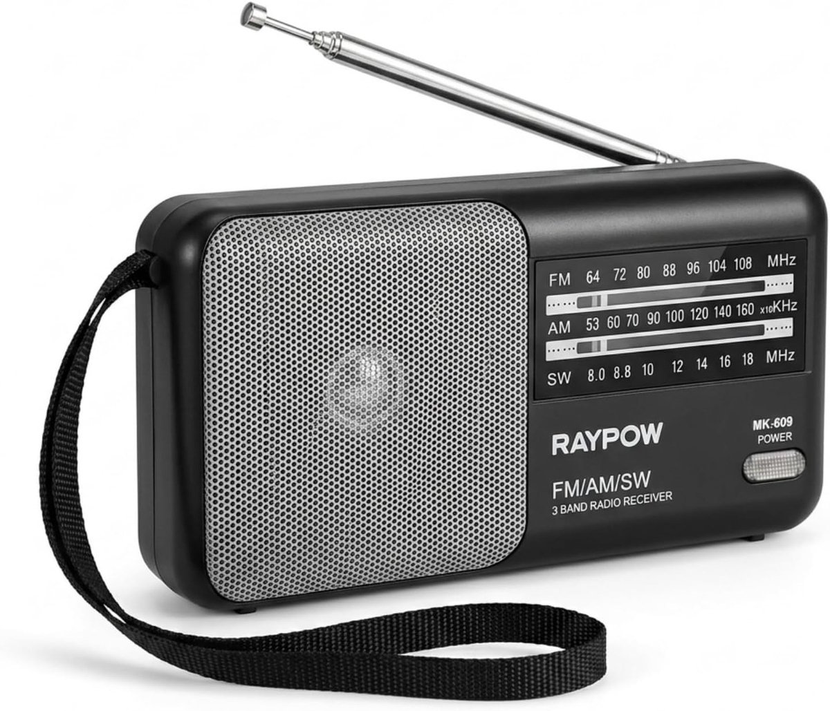 Draagbare Radio - Zwart - Klein - Draagbare Transistor Radio met Sterke Luidspreker - Voor Binnen en Buiten