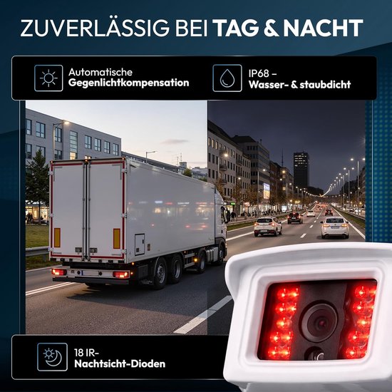 VSG 24 24112 – 7" Transporter Rear View Video System, Camera Set incl. 20 m Cable, Night Vision, 120° Angle, 12-24 V - ShopVlot — afbeelding 3