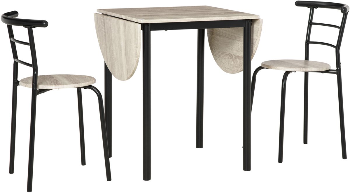 HOMCOM-Eettafelset-MDF, Staal-120L x 60B x 75H cm-Natur+Schwarz