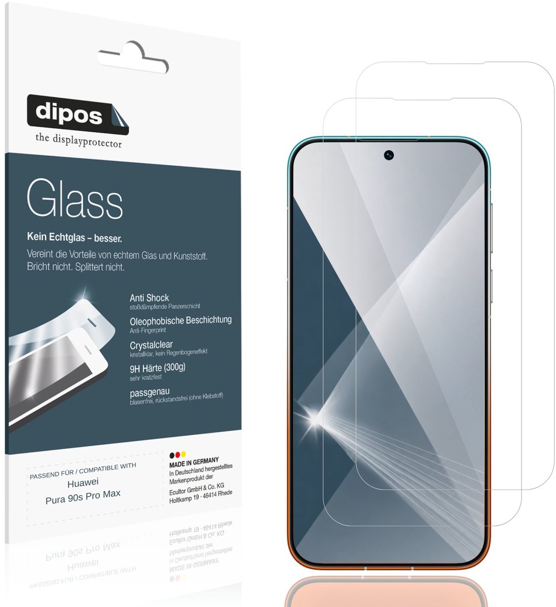 dipos – 2x Pantserfolie geschikt voor Huawei Pura 90s Pro Max | 9H Screenprotector