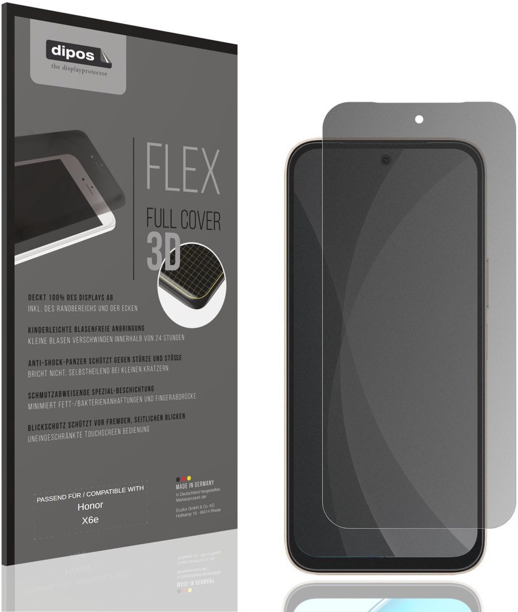 dipos FLEX – Matte Privacy Screenprotector geschikt voor Honor X6e | Volledige Schermbescherming | Case-Friendly