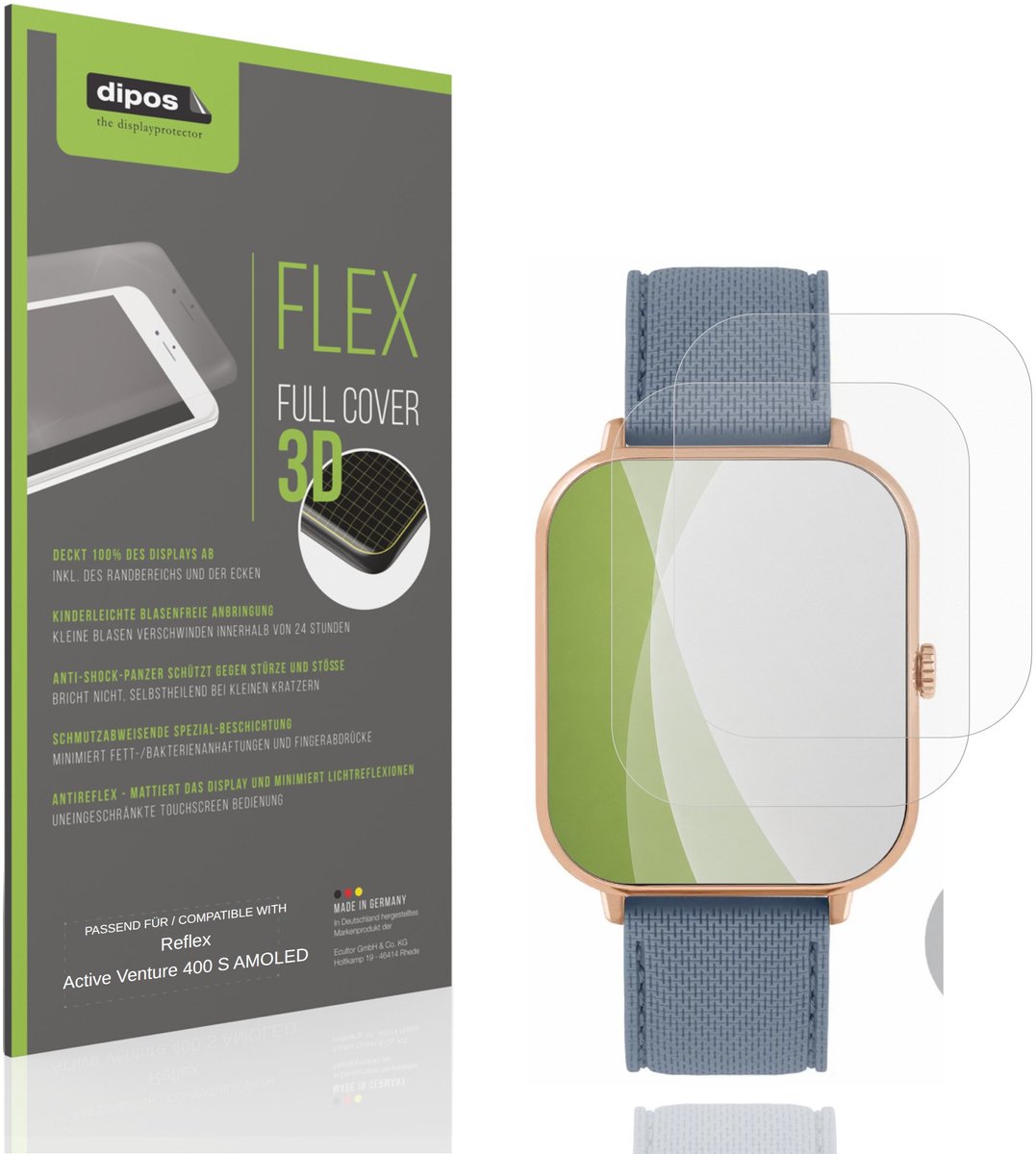 dipos FLEX – 2x Matte Screenprotector geschikt voor Reflex Active Venture 400 S AMOLED | Volledige Schermbescherming | Case-Friendly