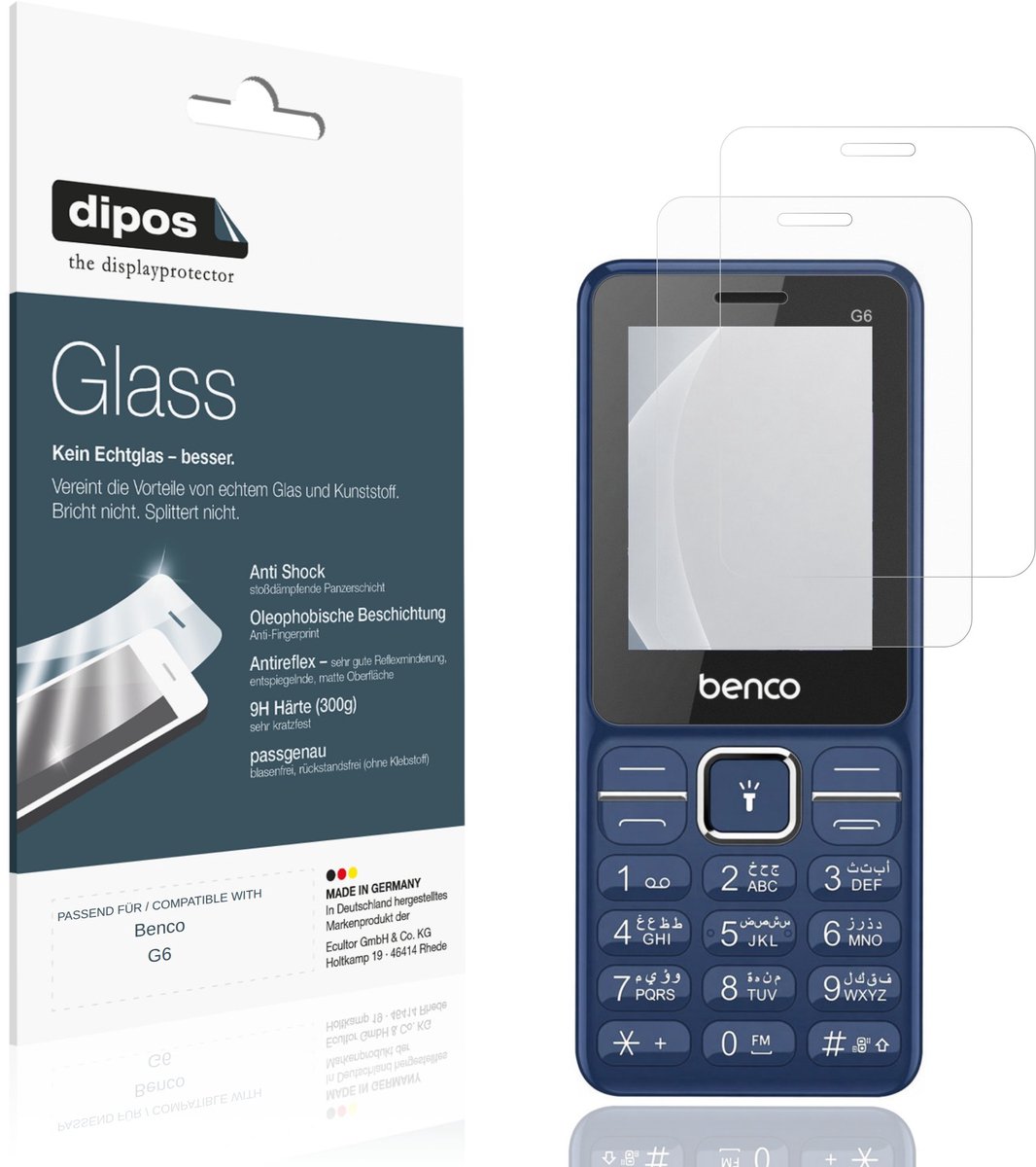 dipos – 2x Matte Pantserfolie geschikt voor Benco G6 | 9H Screenprotector