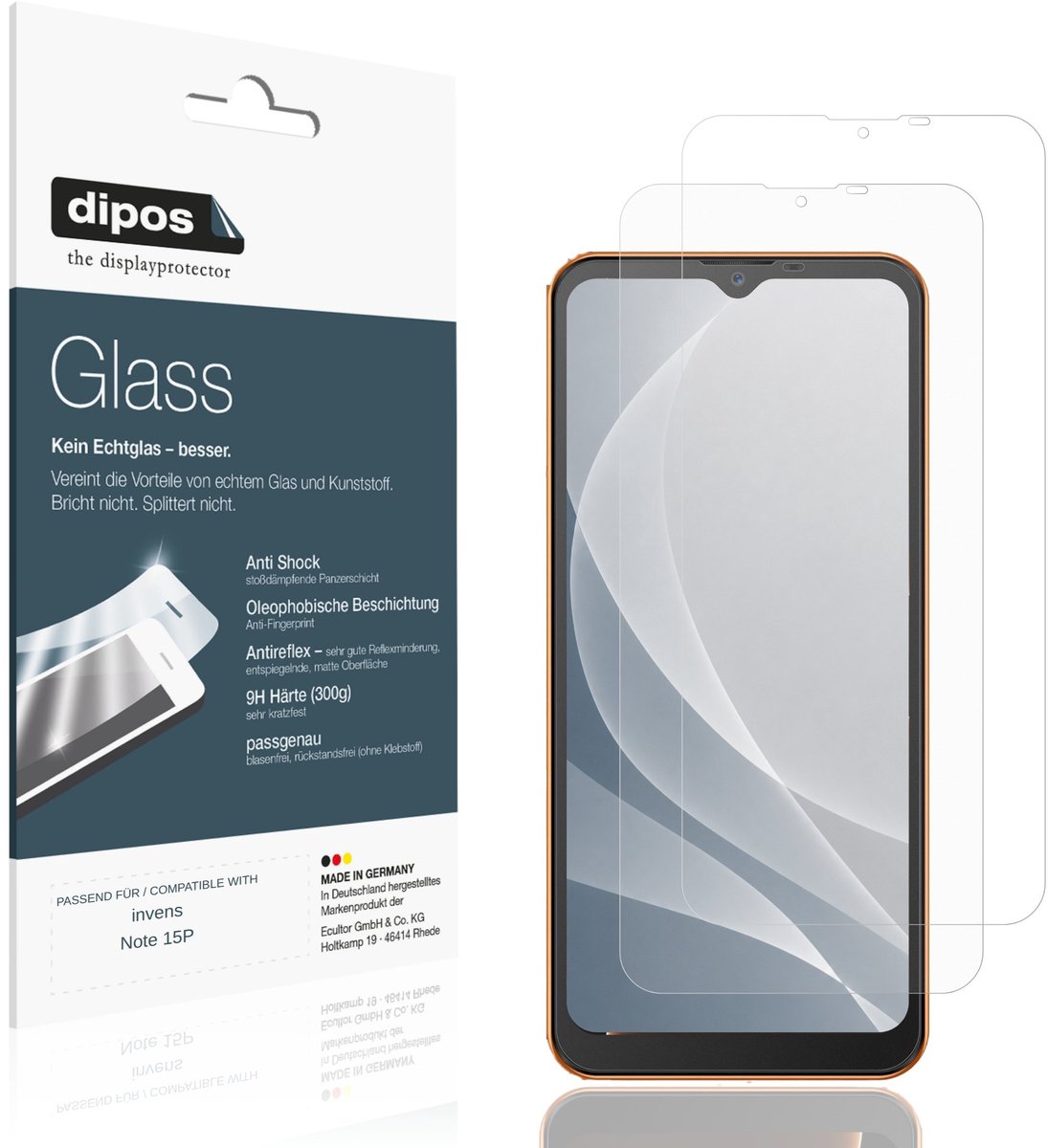 dipos – 2x Matte Pantserfolie geschikt voor invens Note 15P | 9H Screenprotector