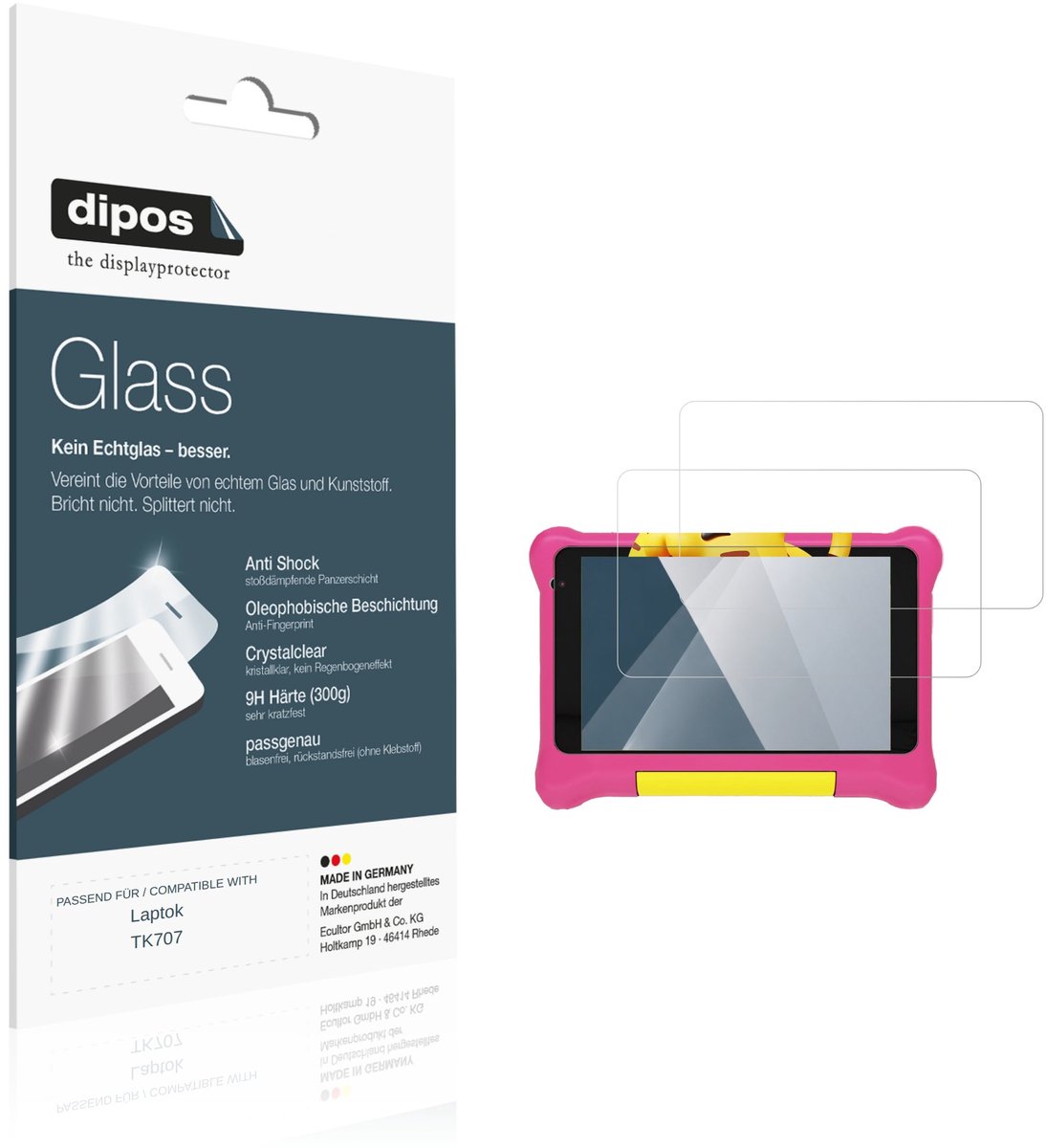 dipos – 2x Pantserfolie geschikt voor Laptok TK707 | 9H Screenprotector