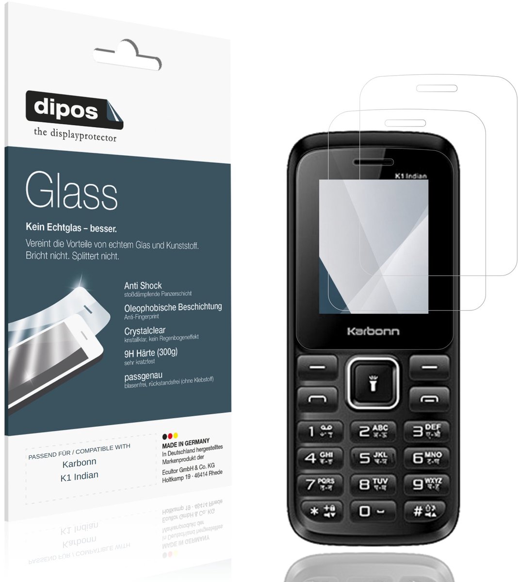 dipos – 2x Pantserfolie geschikt voor Karbonn K1 Indian | 9H Screenprotector