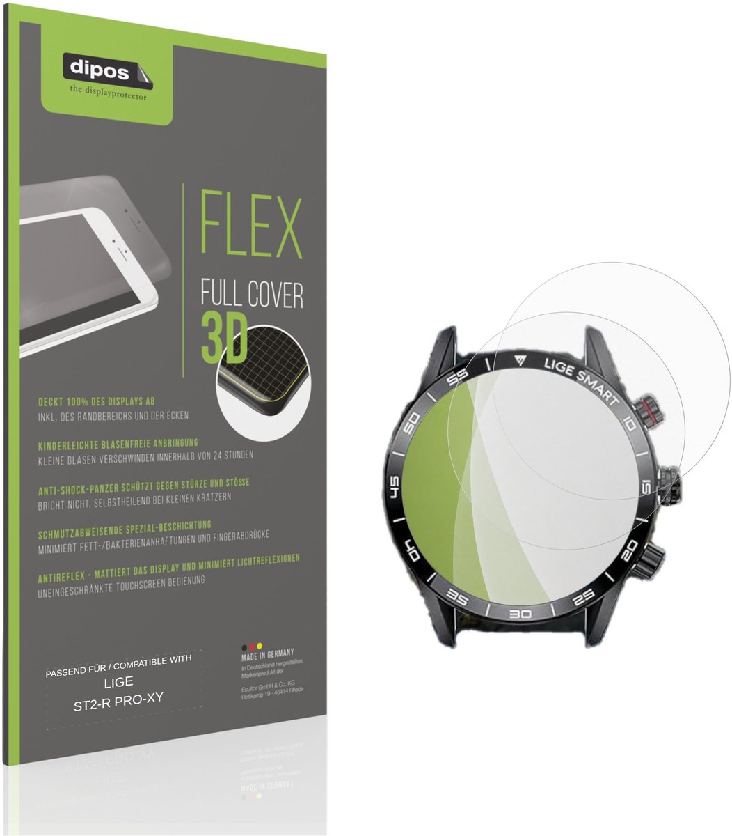 dipos FLEX – 2x Matte Screenprotector geschikt voor LIGE ST2-R PRO-XY | Volledige Schermbescherming | Case-Friendly
