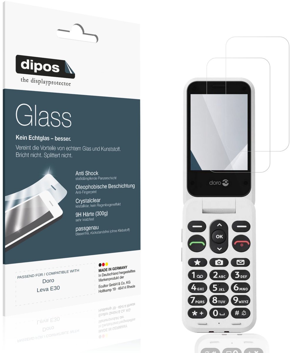 dipos – 2x Pantserfolie geschikt voor Doro Leva E30 | 9H Screenprotector
