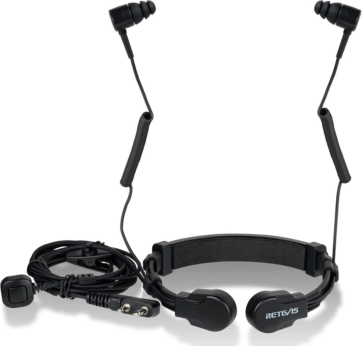 Binaurale Keelmicrofoon Headset voor Walkie Talkies - Ideaal voor Fietsen en Communicatie, Compatibel met Baofeng UV5R en Meer (1 Stuk)
