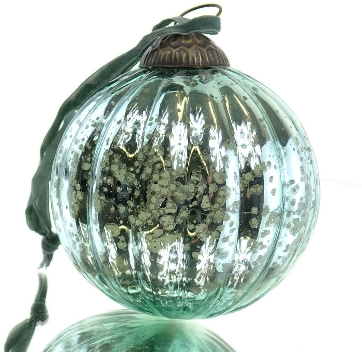 Riffelmacher Kerstornament Kerstbal Groen Geribbeld 10 cm