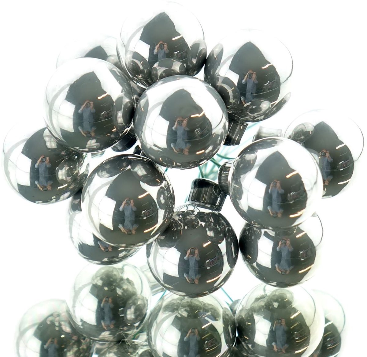 Kaemingk Mini-kerstballen Zilvergrijs aan draad Ø 2,5 cm - glas