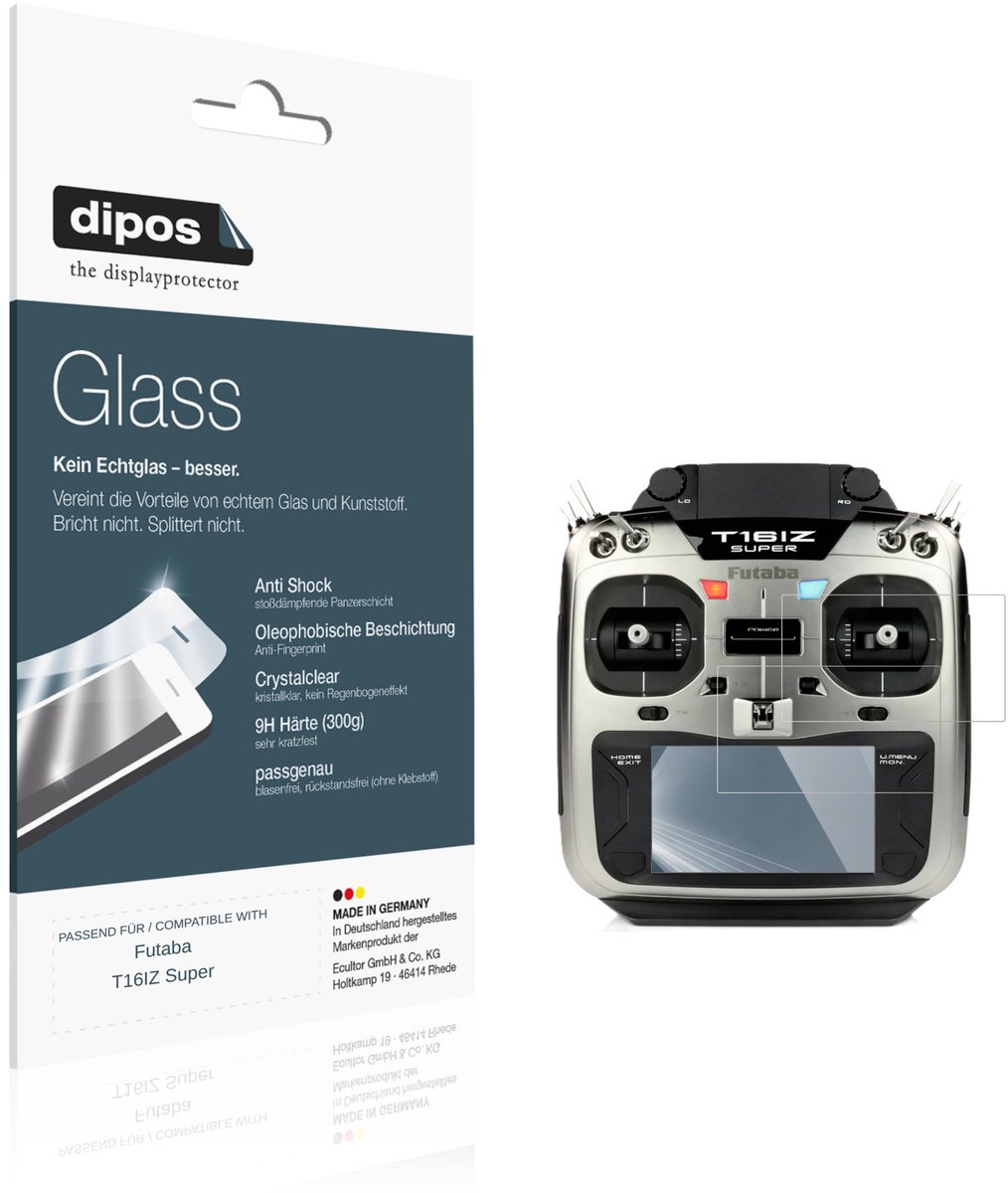 dipos – 2x Pantserfolie geschikt voor Futaba T16IZ Super | 9H Screenprotector