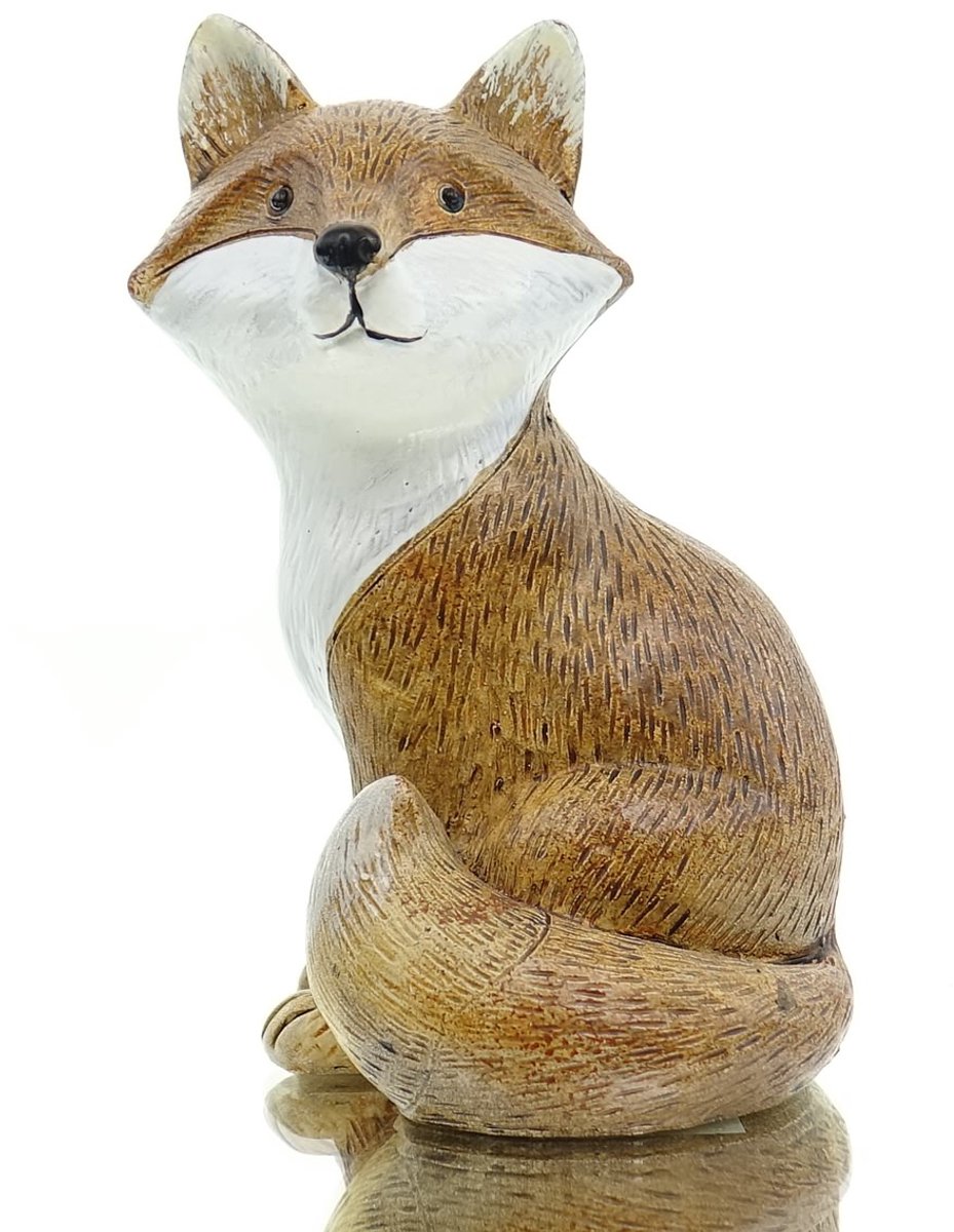 Posiwio decoratie vos bruin en wit naar links kijkend 12 cm