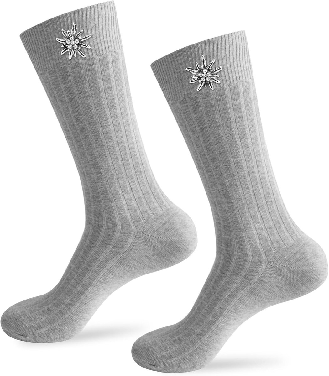 Kostuumsokken voor Dames en Heren met Edelweiss Speld voor Oktoberfest en Folk Festivals, Perfect voor Bierfeesten en Traditionele Kleding