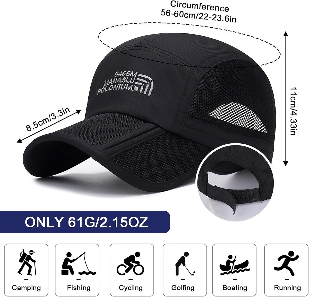 2 Stuks Sneldrogende Unisex Zonnehoed met UV Bescherming - Vouwbare Lichtgewicht Ademend Sportcap voor Hardlopen, Golf en Buitenactiviteiten