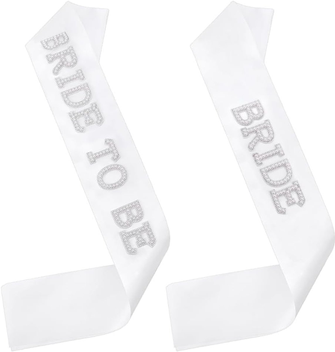 2 Stuks Bruidsjerp Bride To Be met Strass en Hars - Decoraties voor Vrijgezellenfeest en Huwelijk, Witte Banden voor Bruid