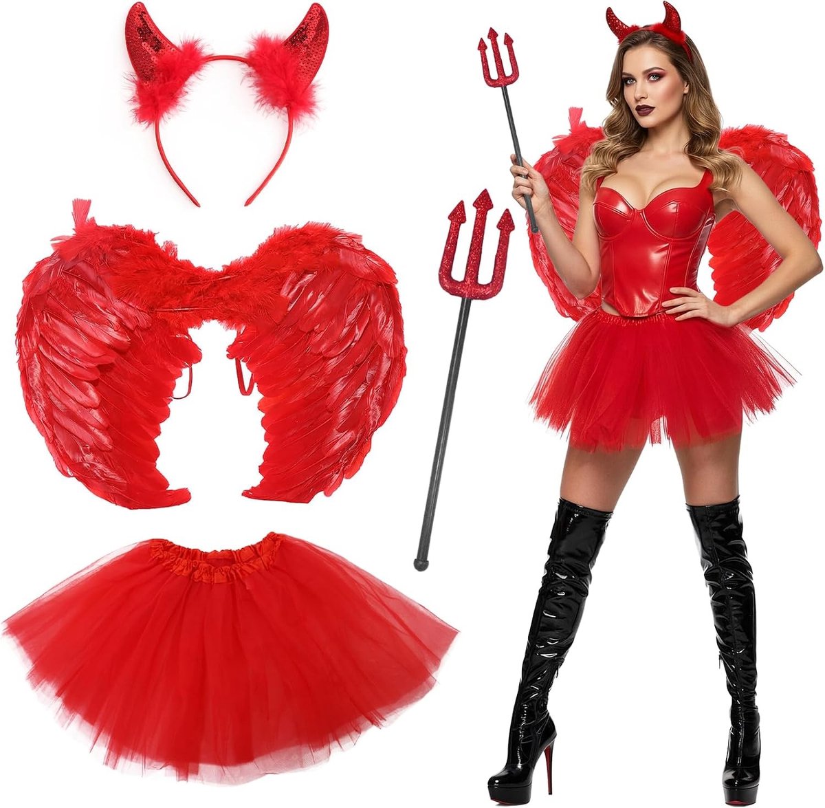 Demonisch kostuum voor mannen en vrouwen - Perfect voor Halloween, feesten en thema-avonden