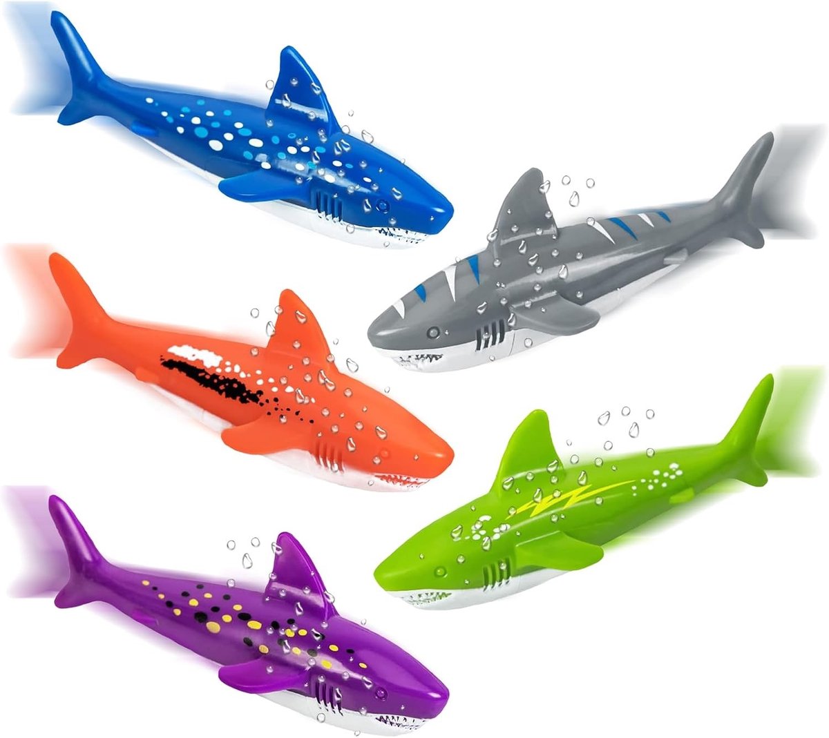 Duik speelgoed voor kinderen - 5-delige haai torpedo zwembad speelgoed, watergooien en duiktraining accessoires voor plezier in het zwembad