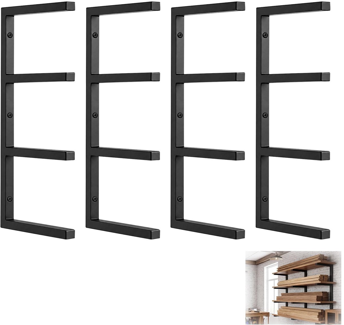 Hocomay Houten opbergrek, metalen rek, opbergrek en garage, organizer voor ski's en tuingereedschap - ShopVlot