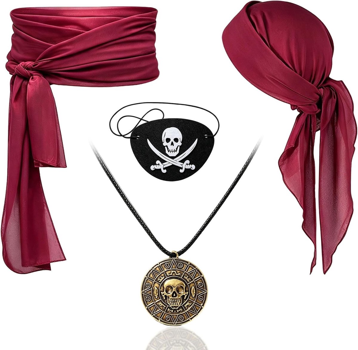 Piratenkostuum voor Halloween met hoofddoek, heupdoek en oogklep voor een avontuurlijke look