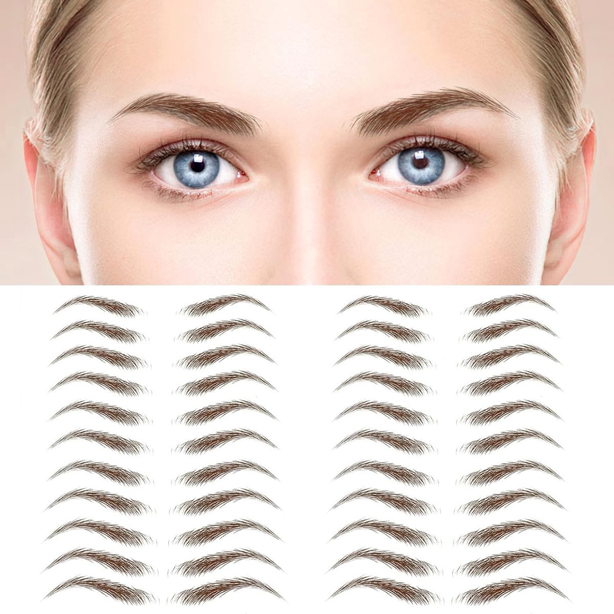 4D Eyebrow Tattoo Stickers - 6 Bladen Bruine Tattoo Stickers voor Natuurlijke Wenkbrauwen, Waterdicht en Langdurig
