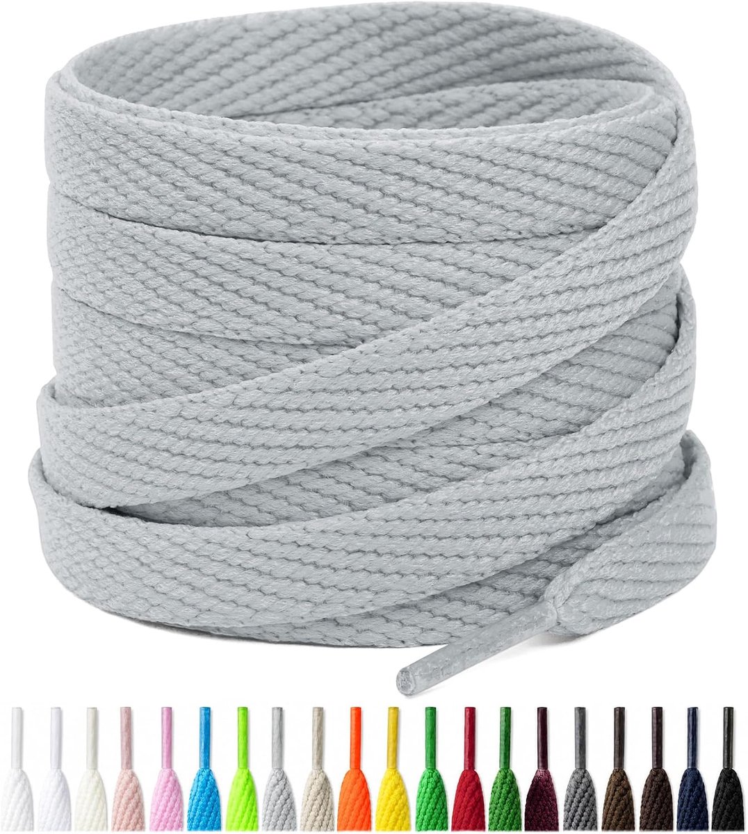 Handshop 2 paar platte schoenveters 2/5 inch in 20 kleuren, brede schoenveters voor atletische skateschoenen - ShopVlot