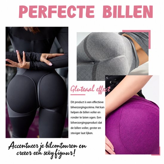 Vrouw draagt zwarte en grijze sportleggings die de billen liften en accentueren.