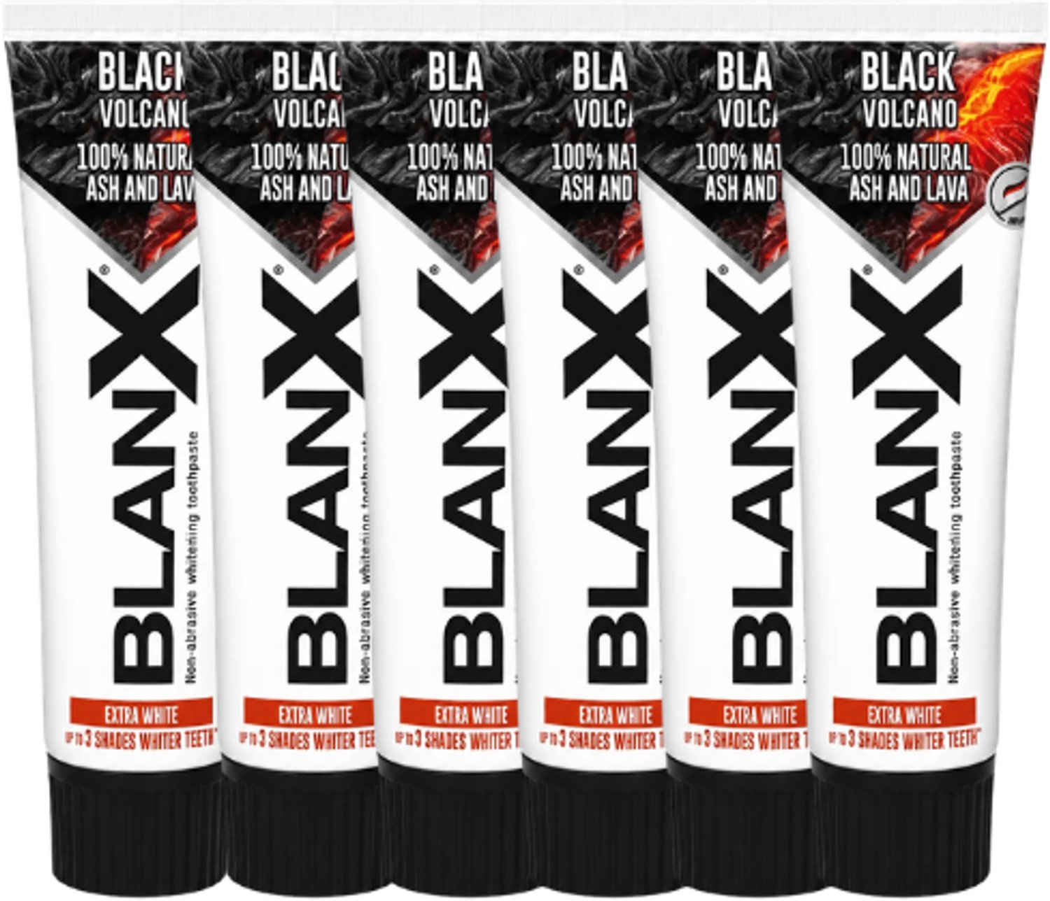 BlanX Black Volcano Tandpasta - 6 x 75 ml - Whitening met Vulkaanas & Actieve Houtskool