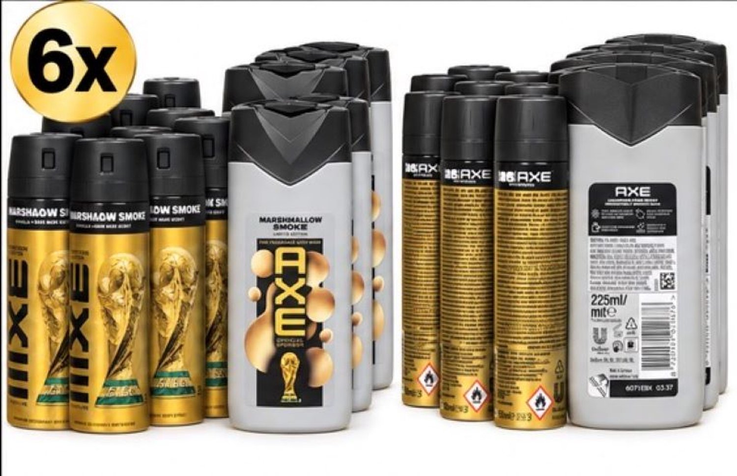 AXE - SET - Marshmallow Smoke - 6x 150 ml Deo Spray & 6x Douchegel 225 ml - Fine Fragrance Collection - Marshmallow Smoke FIFA Limited Edition