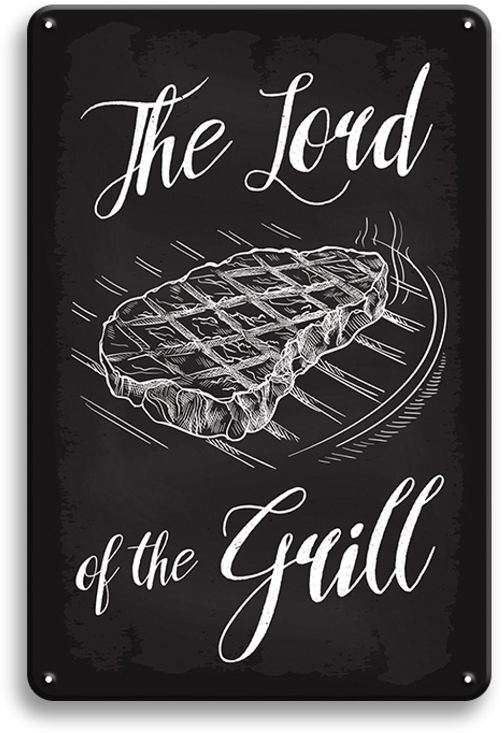 The Lord Of The Grill - Metalen Wandbord 30x20cm – BBQ Barbecue Tekstbord – Grill Tuin Buitenkeuken Decoratie – Vintage Retro Wanddecoratie