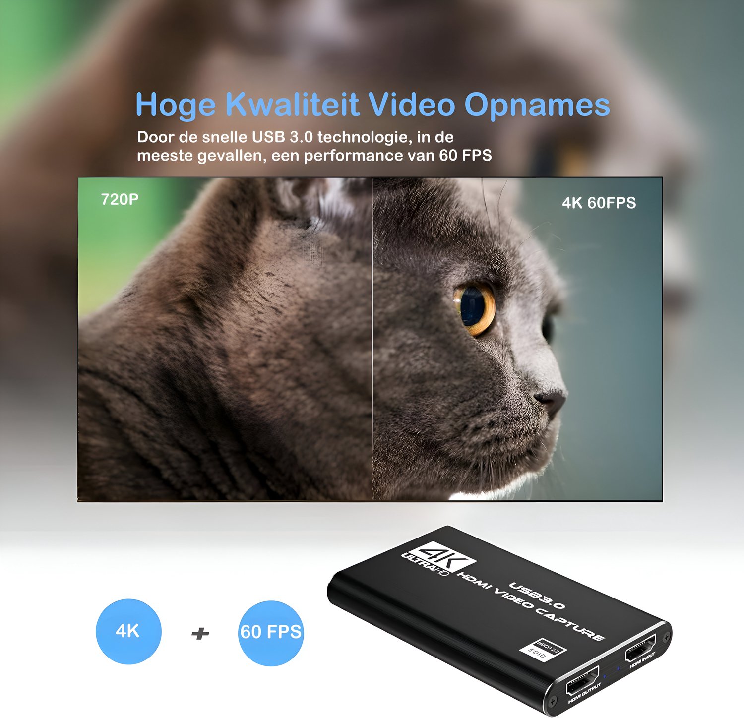 Daroyx® VCC4K Pro2 Video Capture Card - USB-A 3.0 - HDMI 4K@60Hz - Game Capture voor PC, Mac, PS4, PS5, Nintendo, Xbox en meer - Zwart thumbnail 4