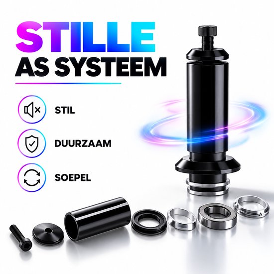 Onderdelen van het stille assysteem voor stuntsteps, inclusief lagers en ringen.