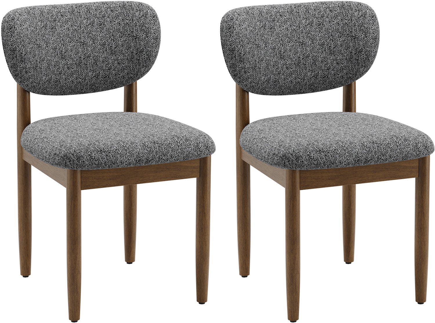 COLAMY Eetkamerstoelen Set van 2 – Chenille – Houten Poten – Ergonomische Rugleuning – Grijs