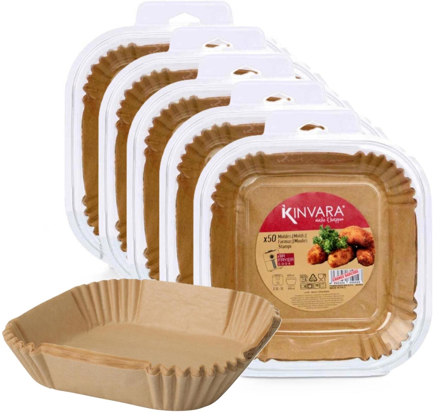 Kinvara Airfryer bakpapier - vierkant - 21 x 21 cm - anti kleef - bakfolie - 250x vellen - hittebestendig