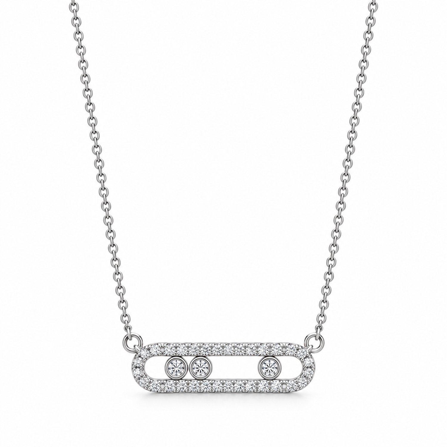 Engravia by Derya – Ketting Dames – Stainless Steel – Ovale Hanger met Zirkonia – Zilverkleurig – Minimalistisch Sieraad – Elegant Cadeau voor Haar
