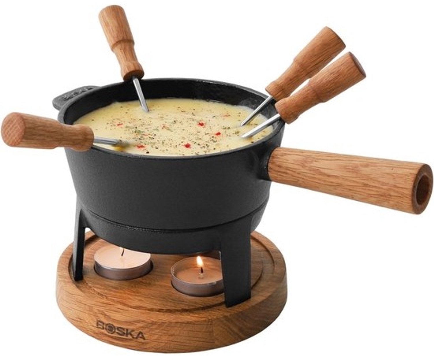 Fondue set - Kaasfonduepan - Voor gezellig samen eten - Geschikt voor elke kookplaat - 700 ml - Zwart
